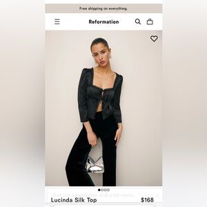 Reformation Lucinda silk top size zero